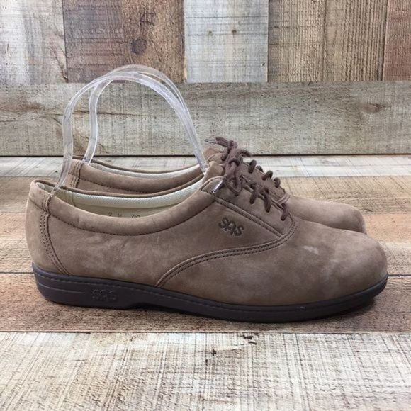 SAS Tan Leather Lace Up Walking Shoes Comfort - Picture 1 of 10